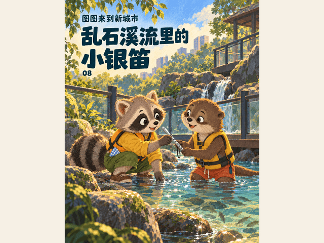 乱石溪流里的小银笛绘本封面