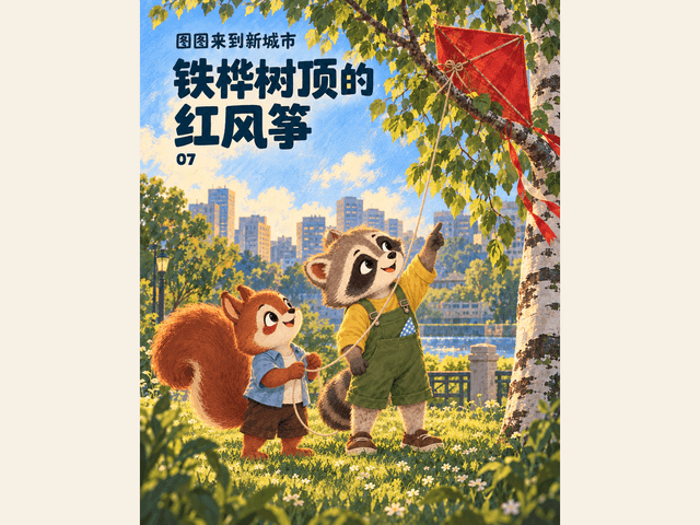 铁桦树顶的红风筝绘本封面