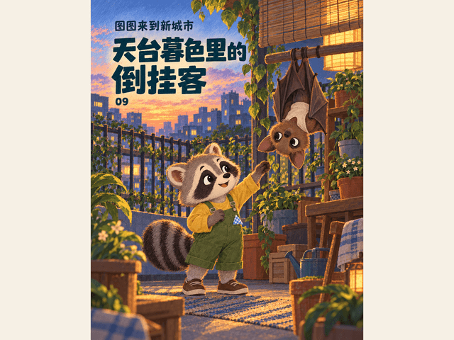 天台暮色里的倒挂客绘本封面