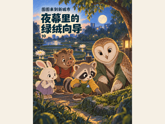 夜幕里的绿绒向导绘本封面