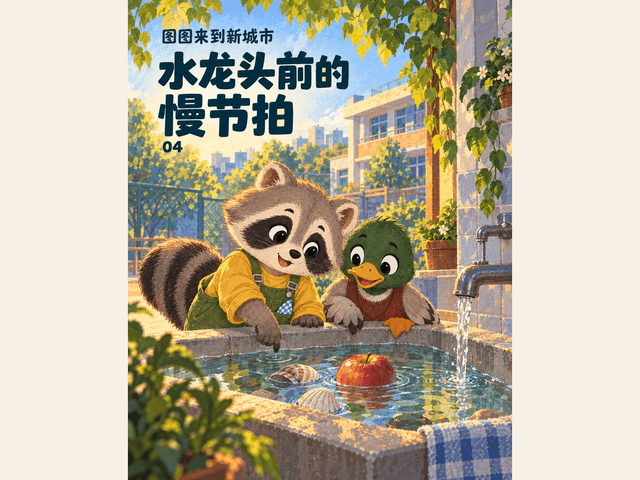 水龙头前的慢节拍绘本封面