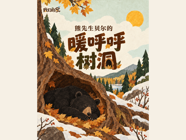 熊先生贝尔的暖呼呼树洞绘本封面