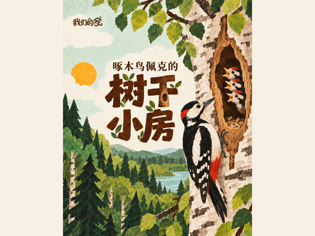 啄木鸟佩克的树干小房绘本封面