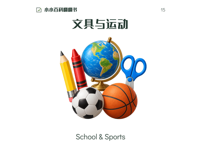 小小百科翻翻书·文具与运动绘本封面