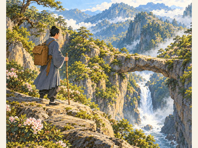 首篇奇境：天台山的荒草与石梁绘本封面